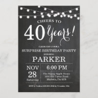 Surprise 40th Birthday Invitation Chalkboard