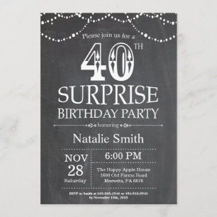 Surprise 40th Birthday Invitation Chalkboard