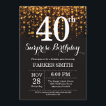 Surprise 40th Birthday Invitation Gold Glitter<br><div class="desc">Surprise 40th Birthday Invitation with Gold String Lights with Gold Glitter Background. Gold Birthday. Adult Birthday. Men or Women Bday Invite. 13th 15th 16th 18th 20th 21st 30th 40th 50th 60th 70th 80th 90th 100th, Any age. For further customisation, please click the "Customise it" button and use our design tool...</div>