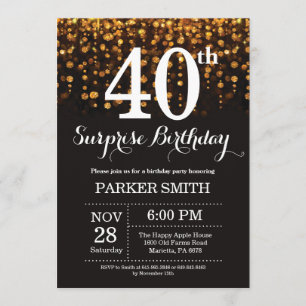 Surprise 40th Birthday Invitation Gold Glitter