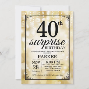 Surprise 40th Birthday Invitation Gold Glitter