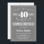 Surprise 40th Birthday Invitation Grey and White<br><div class="desc">Surprise 40th Birthday Invitation Grey and White Typography. Grey Background. Adult Birthday. Male Men or Women Birthday. Kids Boy or Girl Lady Teen Teenage Bday Invite. 13th 15th 16th 18th 20th 21st 30th 40th 50th 60th 70th 80th 90th 100th. Any Age. For further customisation, please click the "Customise it" button...</div>