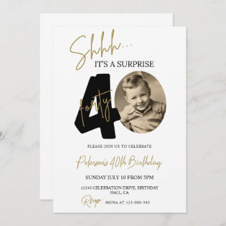 Surprise 40th Birthday Invitation Photo Adult Bday