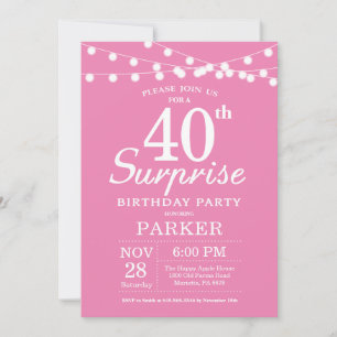 Surprise 40th Birthday Invitation Pink