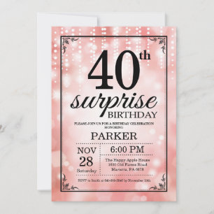 Surprise 40th Birthday Invitation Pink Glitter