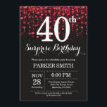 Surprise 40th Birthday Invitation Red Glitter<br><div class="desc">Surprise 40th Birthday Invitation with Red String Lights with Red Glitter Background. Red Birthday. Adult Birthday. Men or Women Bday Invite. 13th 15th 16th 18th 20th 21st 30th 40th 50th 60th 70th 80th 90th 100th, Any age. For further customisation, please click the "Customise it" button and use our design tool...</div>