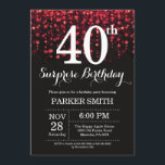 Surprise 40th Birthday Invitation Red Glitter<br><div class="desc">Surprise 40th Birthday Invitation with Red String Lights with Red Glitter Background. Red Birthday. Adult Birthday. Men or Women Bday Invite. 13th 15th 16th 18th 20th 21st 30th 40th 50th 60th 70th 80th 90th 100th, Any age. For further customisation, please click the "Customise it" button and use our design tool...</div>