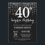 Surprise 40th Birthday Invitation Silver Glitter<br><div class="desc">Surprise 40th Birthday Invitation with Silver String Lights with Silver Glitter Background. Silver Birthday. Adult Birthday. Men or Women Bday Invite. 13th 15th 16th 18th 20th 21st 30th 40th 50th 60th 70th 80th 90th 100th, Any age. For further customisation, please click the "Customise it" button and use our design tool...</div>