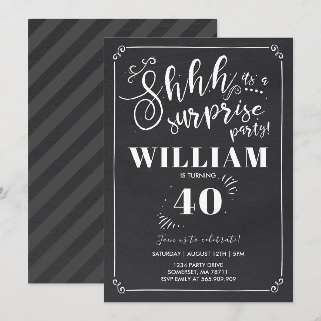 Surprise 40th Birthday Invitation Vintage Surprise (Front/Back)