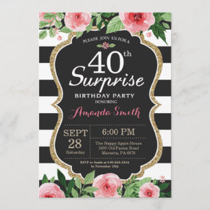 Surprise 40th Birthday Invitation Women Floral