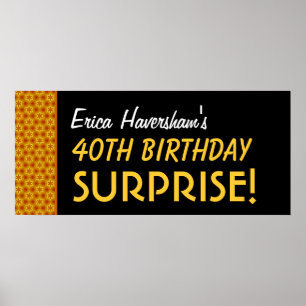 Surprise 40th Birthday or Any Year Gold Stars Poster