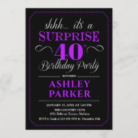 Surprise 40th Birthday Party - Black Purple