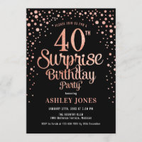 Surprise 40th Birthday Party - Black & Rose Gold