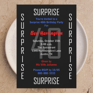 Surprise 40th Birthday Party Invitation 40