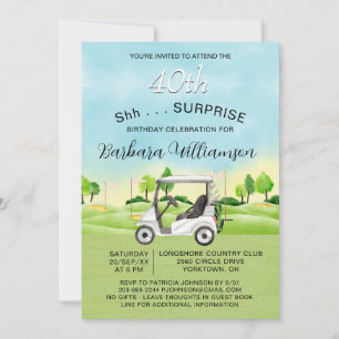 SURPRISE 40th Birthday Party Lady Golfer Theme Invitation