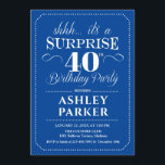 Surprise 40th Birthday Party - Navy White Invitation<br><div class="desc">Surprise 40th Birthday Party Invitation.
Simple classy design in navy and white. Surprise bday celebration for man or woman. Can be customised into any age!</div>
