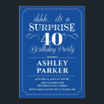 Surprise 40th Birthday Party - Navy White Invitation<br><div class="desc">Surprise 40th Birthday Party Invitation.
Simple classy design in navy and white. Surprise bday celebration for man or woman. Can be customised into any age!</div>