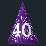 Surprise 40th Birthday party paper cone hats<br><div class="desc">Surprise 40th Birthday party paper cone hats
Change the quantity the get the cheap bulk price.
Purple or custom colour with firework print and age number.</div>