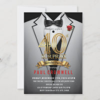 Surprise 40th Birthday Tuxedo Invitation