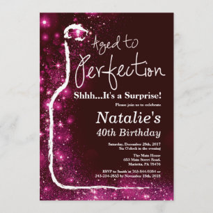 Surprise 40th Birthday Wine Aged to Perfection Invitation