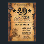 Surprise 40th Western Birthday Invitation<br><div class="desc">Surprise 40th Western Birthday Invitation. Cowboy Horse Wild West Theme Birthday Party. Rustic Wood Country Background. For further customisation,  please click the "Customise it" button and use our design tool to modify this template.</div>