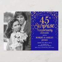 Surprise 45th Anniversary with Photo - Blue Gold