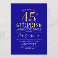 Surprise 45th Wedding Anniversary - Blue Gold