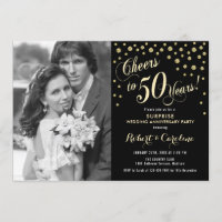 Surprise 50th Anniversary with Photo - Gold Black