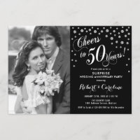 Surprise 50th Anniversary with Photo Silver Black