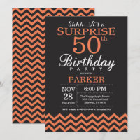 Surprise 50th Birthday Black and Coral Chevron