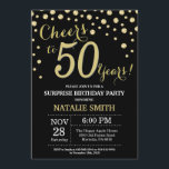 Surprise 50th Birthday Black and Gold Diamond Invitation<br><div class="desc">Surprise 50th Birthday Invitation with Black and Gold Glitter Diamond Background. Gold Confetti. Adult Birthday. Male Men or Women Birthday. For further customisation,  please click the "Customise it" button and use our design tool to modify this template.</div>