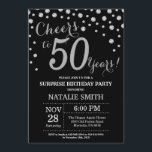 Surprise 50th Birthday Black and Silver Diamond Invitation<br><div class="desc">Surprise 50th Birthday Invitation with Black and Silver Glitter Diamond Background. Silver Confetti. Adult Birthday. Male Men or Women Birthday. For further customisation,  please click the "Customise it" button and use our design tool to modify this template.</div>
