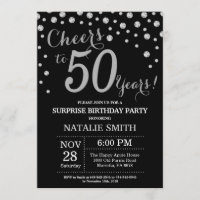 Surprise 50th Birthday Black and Silver Diamond