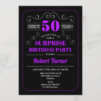 Surprise 50th Birthday - Black Purple