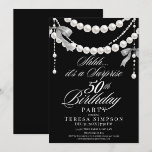Surprise 50th Birthday Black & White Invitation