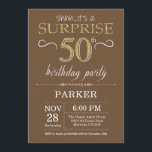 Surprise 50th Birthday Brown and Gold Glitter Invitation<br><div class="desc">Surprise 50th Birthday Invitation with Brown and Gold Glitter Background. Adult Birthday. Men or Women Bday Invite. Any age. For further customisation,  please click the "Customise it" button and use our design tool to modify this template.</div>