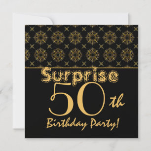 SURPRISE 50th Birthday Gold Black Vintage W1904 Invitation