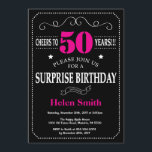 Surprise 50th Birthday Hot Pink and Black Invitation<br><div class="desc">Surprise 50th Birthday Invitation Hot Pink and Black Typography. Chalkboard. Black and White Background. Adult Birthday. Male Men or Women Birthday. Kids Boy or Girl Lady Teen Teenage Bday Invite. 13th 15th 16th 18th 20th 21st 30th 40th 50th 60th 70th 80th 90th 100th. Any Age. For further customisation, please click...</div>