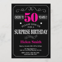 Surprise 50th Birthday Hot Pink and Black
