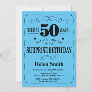 Surprise 50th Birthday Invitation Black and Blue