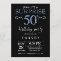 Surprise 50th Birthday Invitation Black and Blue