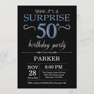 Surprise 50th Birthday Invitation Black and Blue