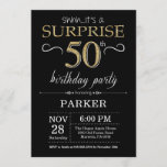 Surprise 50th Birthday Invitation Black and Gold<br><div class="desc">Surprise 50th Birthday Invitation with Black and Gold Glitter Background. Chalkboard. Adult Birthday. Men or Women Bday Invite. Any age. For further customisation,  please click the "Customise it" button and use our design tool to modify this template.</div>