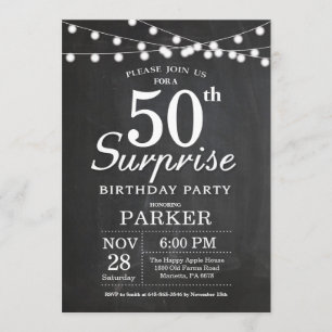 Surprise 50th Birthday Invitation Chalkboard