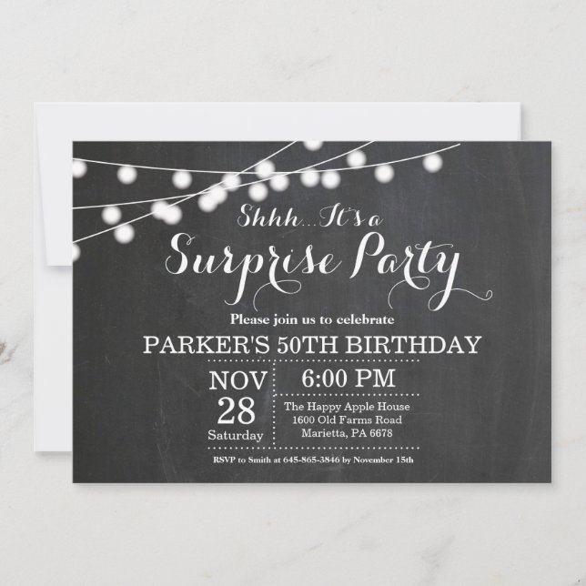 Surprise 50th Birthday Invitation Chalkboard (Front)