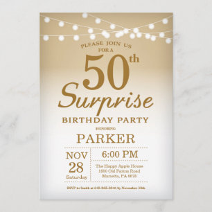 Surprise 50th Birthday Invitation Gold