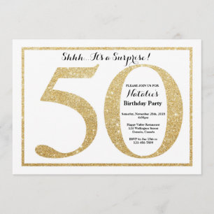 Surprise 50th Birthday Invitation Gold Glitter