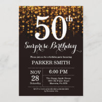 Surprise 50th Birthday Invitation Gold Glitter