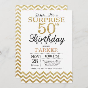 Surprise 50th Birthday Invitation Gold Glitter