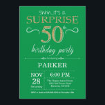 Surprise 50th Birthday Invitation Green and Gold<br><div class="desc">Surprise 50th Birthday Invitation with Green and Gold Glitter Background. Adult Birthday. Men or Women Bday Invite. Any age. For further customisation,  please click the "Customise it" button and use our design tool to modify this template.</div>